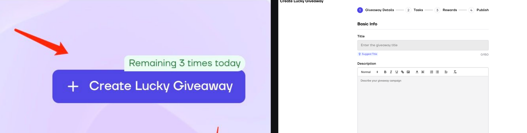 Create Lucky Giveaway Mode